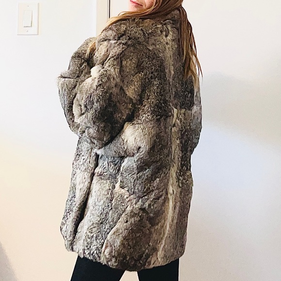 Vintage Grey Rabbit Fur Coat - Picture 2 of 4